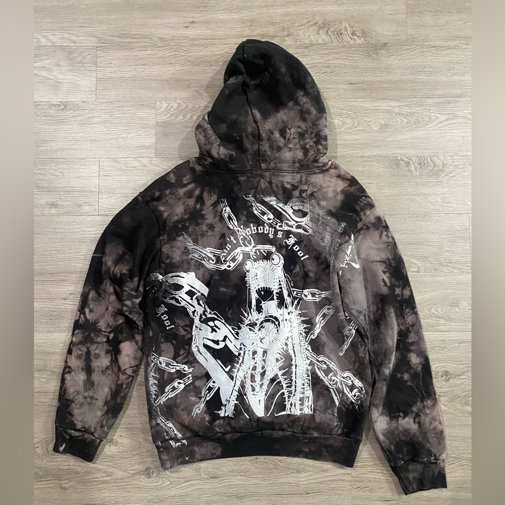 Men's Talentless Black Tie-Dye Graphic Hoodie‎ Nobody’s Fool Small Pullover